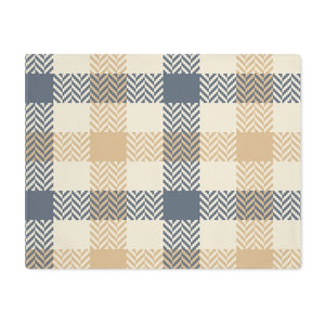 Lifestyle Details - Autumn Plaid Table Placemat - Blue & Natural - Front View