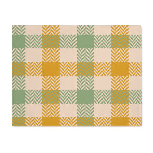 Lifestyle Details - Autumn Plaid Table Placemat - Orange & Green - Front View