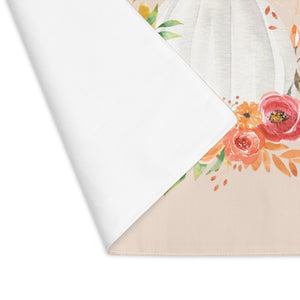 Lifestyle Details - Champagne Table Placemat - White Pumpkins Watercolor Arrangement - Flipped