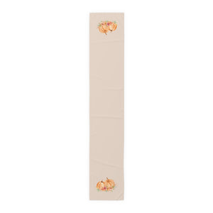 Lifestyle Details - Champagne Table Runner - Orange Pumpkins Watercolor Arrangement - Large - Front View