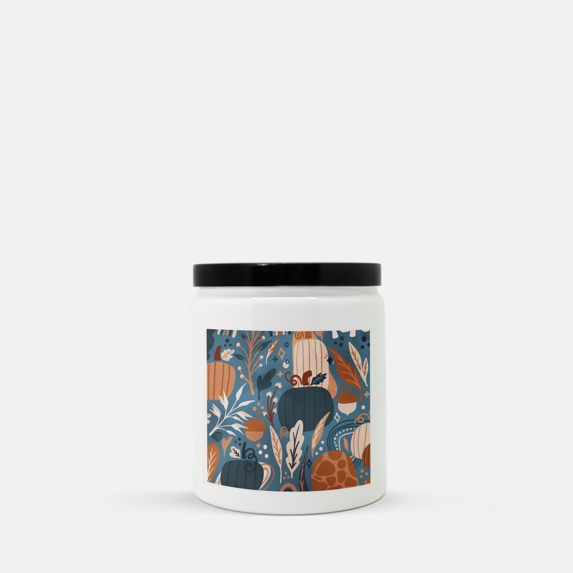 Lifestyle Details - Colorful Autumn Nature Ceramic Candle w Black Lid - Vanilla Bean