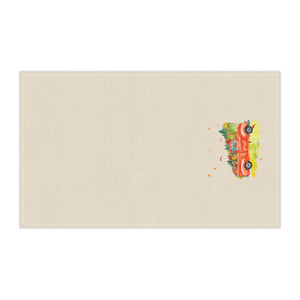 Lifestyle Details - Ecru Kitchen Towel - Bright Orange Rustic Autumn Truck with Leaves - Horizontal