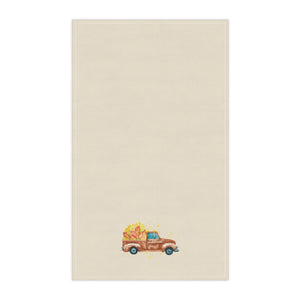 Lifestyle Details - Ecru Kitchen Towel - Brown Rustic Autumn Truck - Vertical