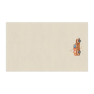 Lifestyle Details - Ecru Kitchen Towel - Brown Rustic Autumn Truck with Pumpkins - Horizontal