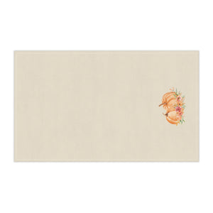 Lifestyle Details - Ecru Kitchen Towel - Orange Pumpkins Watercolor Arrangement - Horizontal