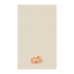 Lifestyle Details - Ecru Kitchen Towel - Orange Pumpkins Watercolor Arrangement - Vertical