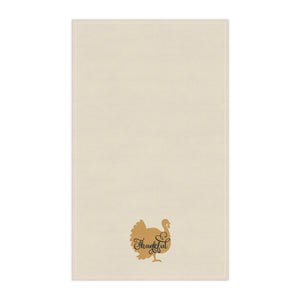 Lifestyle Details - Ecru Kitchen Towel - Thankful Turkey in Apricot - Vertical