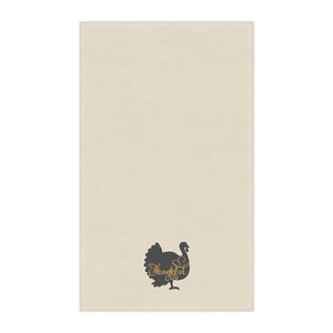 Lifestyle Details - Ecru Kitchen Towel - Thankful Turkey in Charcoal - Vertical