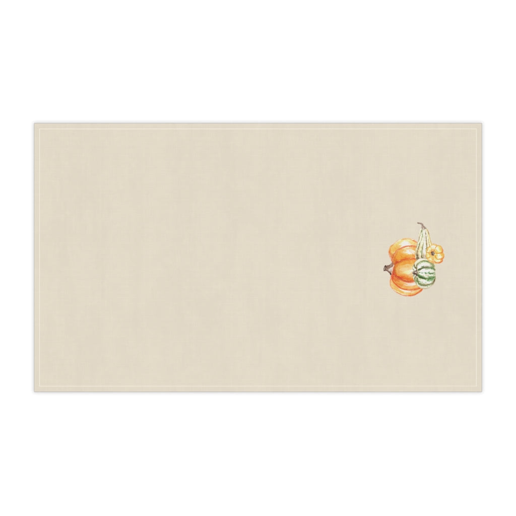 Lifestyle Details - Ecru Kitchen Towel - Watercolor Autumn Squash Arrangement - Vertical