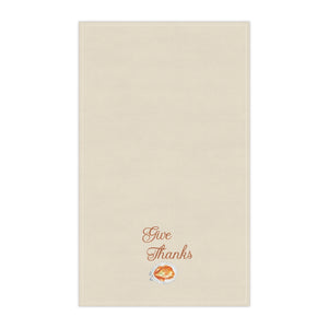 Lifestyle Details - Ecru Kitchen Towel - Watercolor Turkey - Give Thanks - Vertical