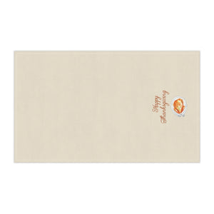 Lifestyle Details - Ecru Kitchen Towel - Watercolor Turkey - Happy Thanksgiving - Horizontal