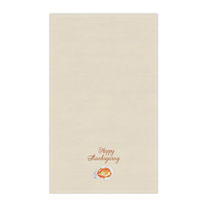 Lifestyle Details - Ecru Kitchen Towel - Watercolor Turkey - Happy Thanksgiving - Vertical