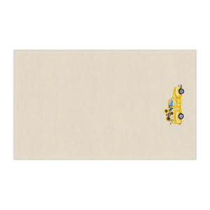 Lifestyle Details - Ecru Kitchen Towel - Yellow Rustic Autumn Truck & Sunflowers - Horizontal