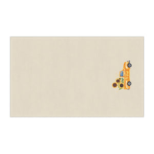 Lifestyle Details - Ecru Kitchen Towel - Yellow Rustic Autumn Truck with Sunflowers - Horizontal