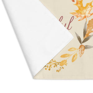 Lifestyle Details - Ecru Table Placemat - Watercolor Wreath - Grateful - Flipped