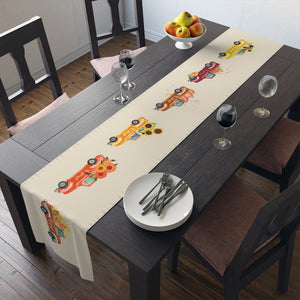 Lifestyle Details - Ecru Table Runner - Autumn Truck Arrangement - In Use