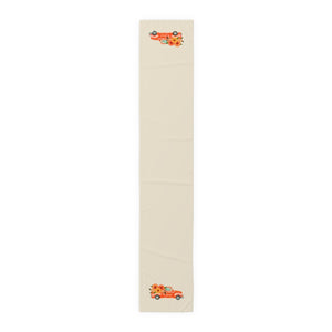 Lifestyle Details - Ecru Table Runner - Bright Orange Rustic Truck with Sunflowers - Large - Front View