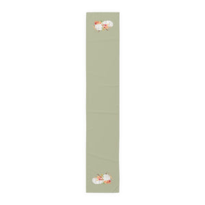 Lifestyle Details - Eucalyptus Table Runner - White Pumpkins Watercolor Arrangement - Large - Front View