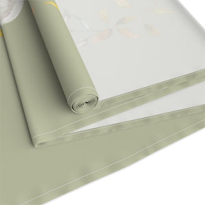 Lifestyle Details - Eucalyptus Table Runner - White Pumpkins Watercolor Arrangement & Leaves - Back View