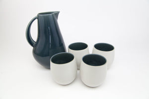 Lifestyle Details - Large Pitcher & Stoneware Cups Set in Adriatic & Cove