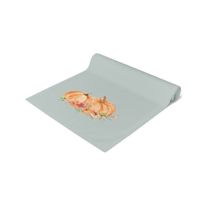 Lifestyle Details - Ocean Table Runner - Orange Pumpkins Watercolor Arrangement - Rolled Up