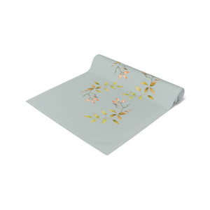 Lifestyle Details - Ocean Table Runner - Orange Pumpkins Watercolor Arrangement & Leaves - Rolled Up