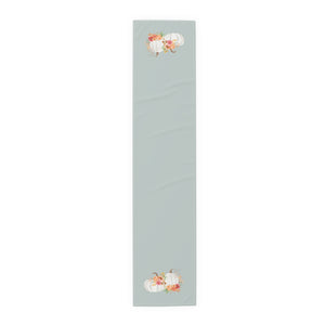 Lifestyle Details - Ocean Table Runner - White Pumpkins Watercolor Arrangement - Small - Front View