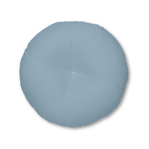 Lifestyle Details - Round Tufted Floor Pillow - Blue Grey - Large - Front View