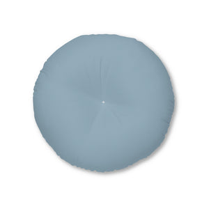 Lifestyle Details - Round Tufted Floor Pillow - Blue Grey - Small - Front View