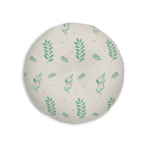 Lifestyle Details - Round Tufted Holiday Floor Pillow - Large Evergreens - 26x26 - Back View