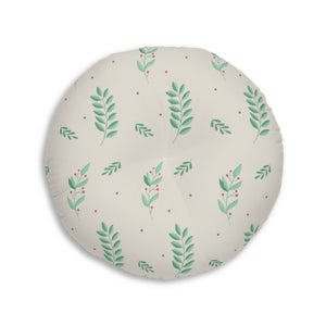 Lifestyle Details - Round Tufted Holiday Floor Pillow - Large Evergreens - 30x30 - Back View