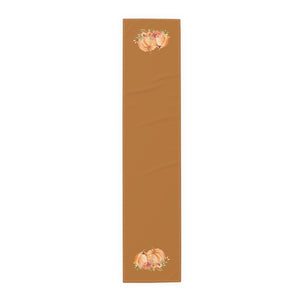 Lifestyle Details - Terracotta Table Runner - Orange Pumpkins Watercolor Arrangement - Small - Front View