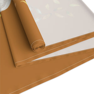 Lifestyle Details - Terracotta Table Runner - White Pumpkins & Leaves - Back View