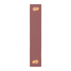 Lifestyle Details - Wine Table Runner - Orange Pumpkins Watercolor Arrangement - Large - Front View