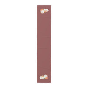 Lifestyle Details - Wine Table Runner - White Pumpkins Watercolor Arrangement - Large - Front View