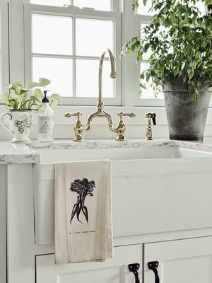 Fruits/Veggies Black + White Tea Towel