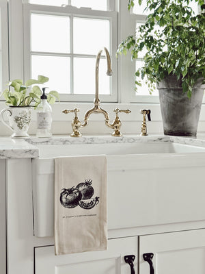 Fruits/Veggies Black + White Tea Towel