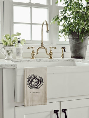 Fruits/Veggies Black + White Tea Towel