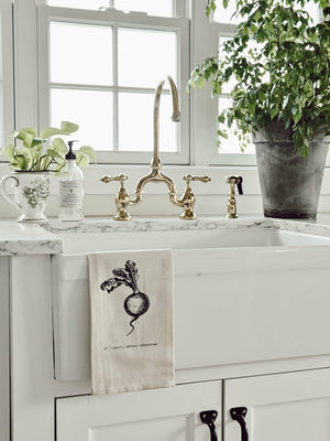 Fruits/Veggies Black + White Tea Towel