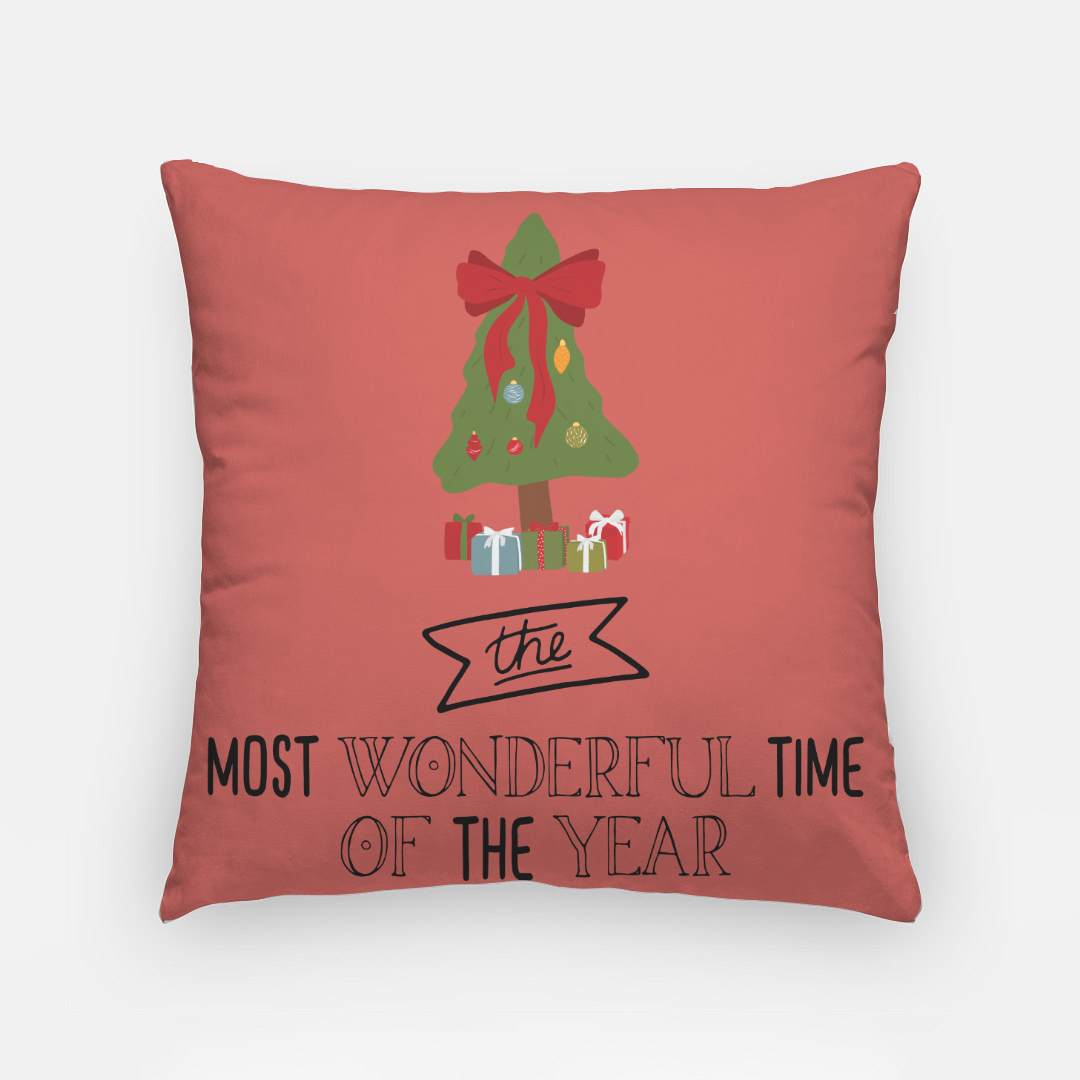 18"x18" Holiday Polyester Pillowcase - Most Wonderful Time