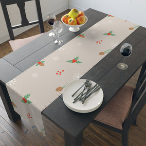 Holiday Table Runner - Holly & Pinecones