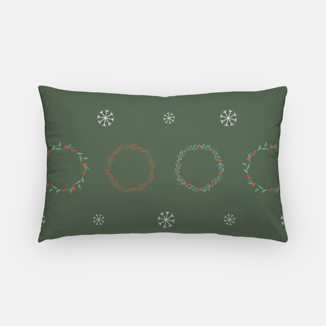 Holiday Lumbar Pillowcase - Wreaths