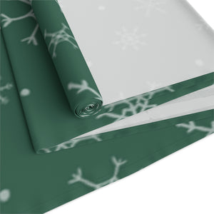 Green Holiday Table Runner - Snowflakes