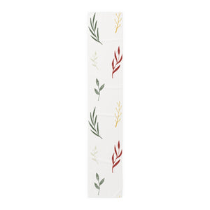 White Holiday Table Runner - Colorful Garland