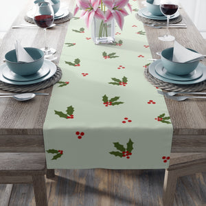 Green Holiday Table Runner - Holly