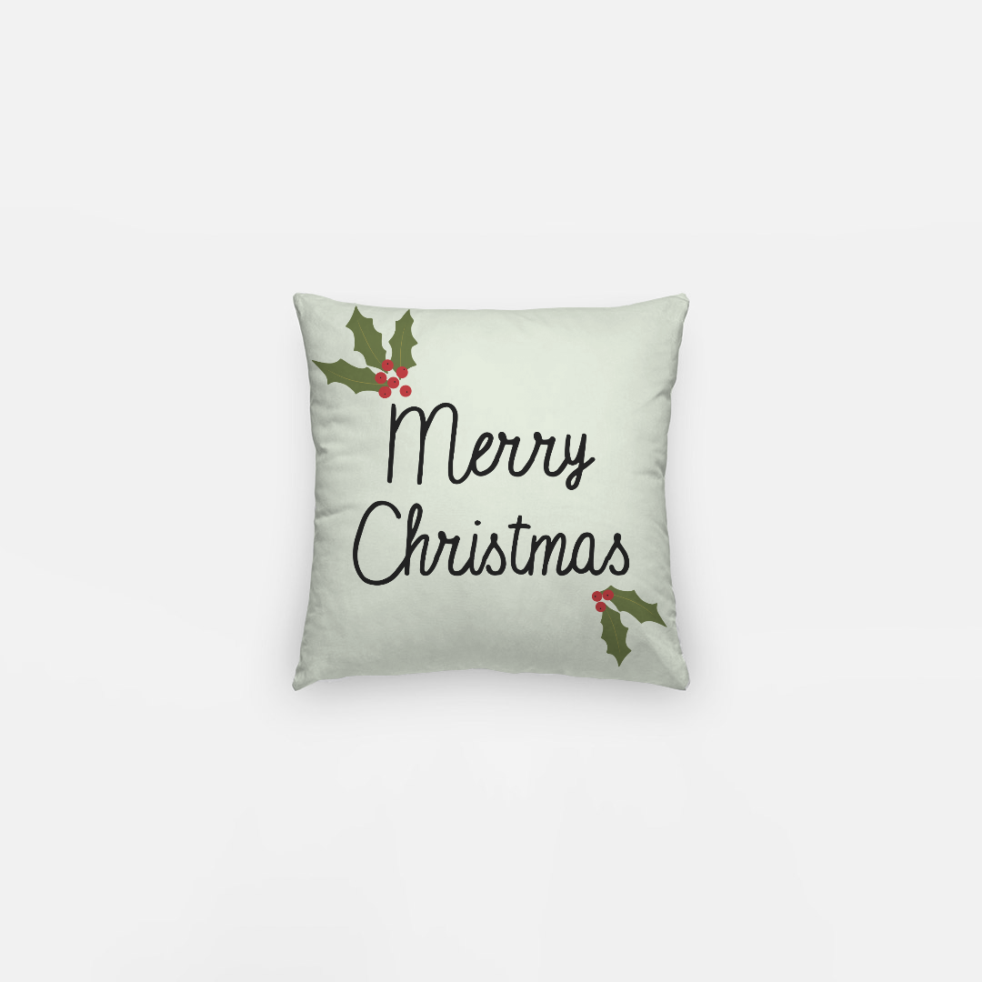 10x10 Holiday Polyester Pillowcase - Holly Merry Christmas