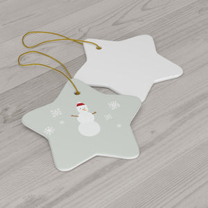 Ceramic Holiday Ornament - Snowman & Snowflakes