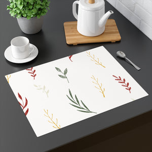 White Holiday Table Placemat - Colorful Garland