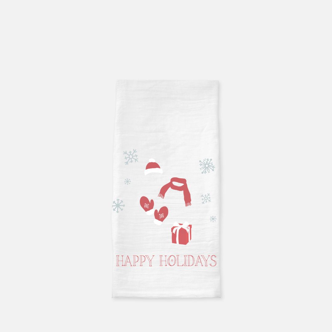 Holiday Tea Towel - Red Happy Holidays