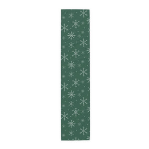 Green Holiday Table Runner - Snowflakes